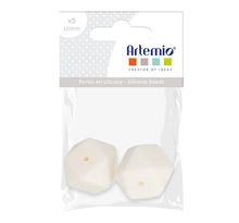 2 perles silicone hexagonales - 17 mm - blanc