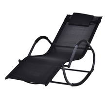 Chaise longue à bascule rocking chair design contemporain dim. 160L x 61l x 79H cm métal textilène noir