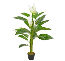 vidaXL Plante artificielle Anthurium avec pot Blanc 115 cm