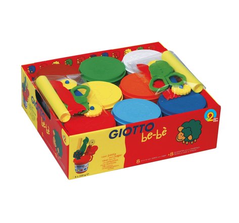 Boîte de 8 x 220g de pâte à jouer assortie avec accessoires de modelage GIOTTO