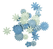 Fleurs en papier Bleu 4 sortes 1,5 à 2,5 cm 36 pièc. - Rayher
