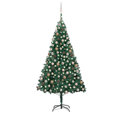 vidaXL Arbre de Noël artificiel pré-éclairé et boules vert 210 cm PVC
