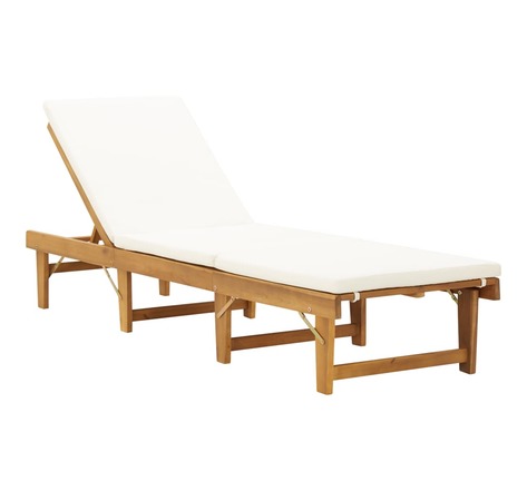 Vidaxl chaise longue pliante avec coussin bois d'acacia solide