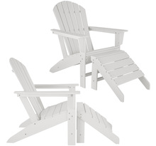 Tectake Lot de 2 chaises de jardin Janis avec 2 repose-pieds Joplin - blanc