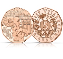 Pièce de monnaie 5 euro Autriche 2022 – Démocratie