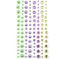 120 perles adhésives violet-vert