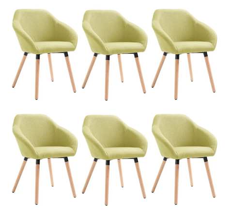 Vidaxl chaises à manger lot de 6 vert tissu
