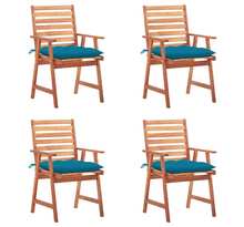 Vidaxl chaises à dîner d'extérieur 4 pièces avec coussins acacia massif