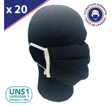 Masque Tissu Lavable x50 Noir Lot de 20