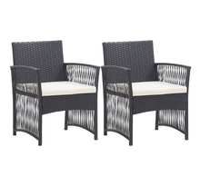 Vidaxl fauteuils de jardin avec coussins 2 pcs noir résine tressée