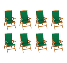 Vidaxl chaises inclinables de jardin avec coussins 8 pcs teck solide