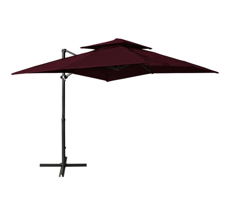 Vidaxl parasol déporté à double toit 250x250 cm rouge bordeaux