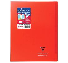 CLAIREFONTAINE Koverbook Cahier piqure 96 pages avec rabats - 240 x 320 mm - 5 x 5 papier PEFC 90 g - Rouge
