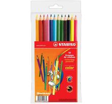 Etui plastique de 12 crayons de couleur dont 2 Fluo STABILO