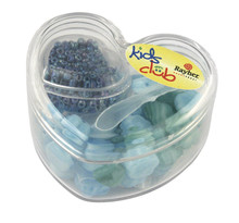 Perle verre teintes turquoise Boite 36 pièc. + rocailles