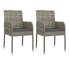 Vidaxl chaises de jardin avec coussins 2 pièces résine tressée gris