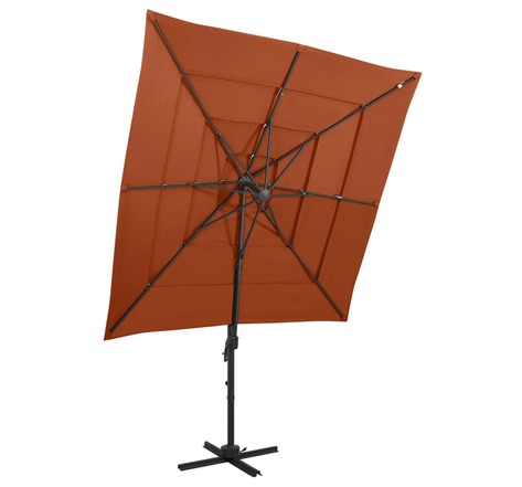 Vidaxl parasol à 4 niveaux avec mât en aluminium terre cuite 250x250cm