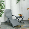 Fauteuil de jardin Adirondack pliable avec repose-pied et table basse bois sapin traité gris