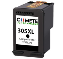 COMETE - 305XL - 1 Cartouche d'encre Compatible avec HP 305 ou 305XL - Noir- Marque française