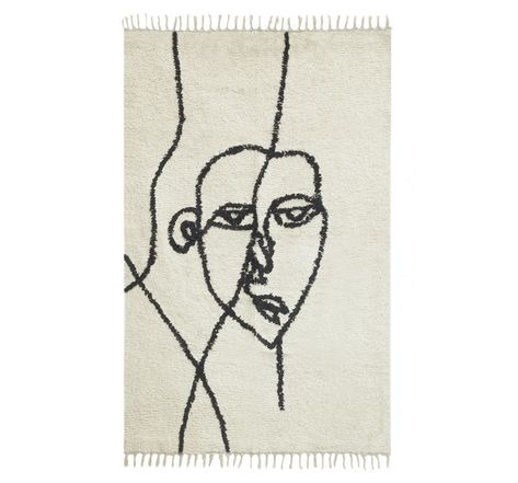 Tapis en coton visage abstrait 150 x 90 cm