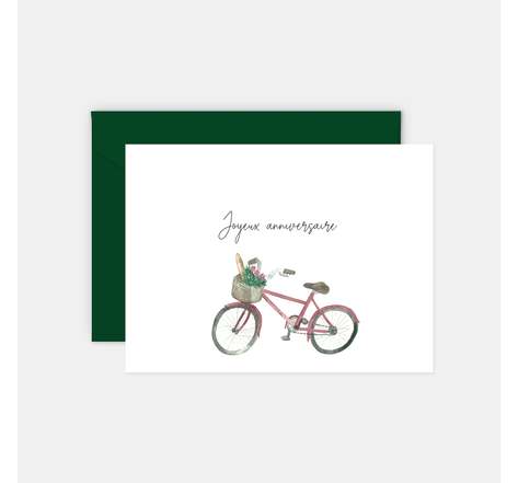 Carte anniversaire - vélo aquarelle