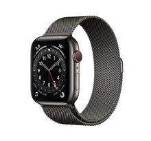 Apple Watch Series 6 GPS + Cellular, 44mm Boîtier en Acier Inoxidable Graphite avec Bracelet Milanais Graphite