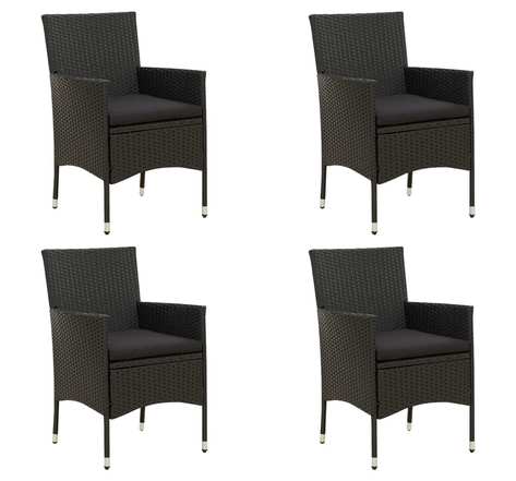 Vidaxl chaises de jardin avec coussins 4 pcs résine tressée noir