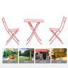 Salon de jardin bistro pliable - table carrée dim. 60L x 60l x 71H cm avec 2 chaises - métal thermolaqué rose