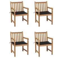 Vidaxl chaises de jardin 4 pcs avec coussins noir bois de teck solide