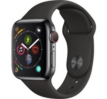 Apple Watch Series 4 GPS + Cellular, 40mm Boîtier en acier inoxydable noir sidéral avec Bracelet Sport noir