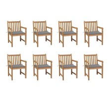 Vidaxl chaises de jardin 8 pcs avec coussins gris bois de teck massif