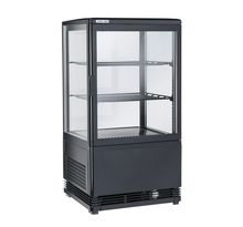 Mini vitrine armoire réfrigérée 4 faces vitrées blanche - 58 litres - noirr600a