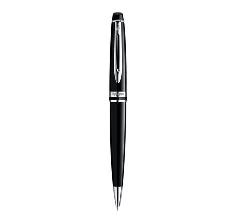 WATERMAN Expert stylo bille,  laque noire avec attributs palladium, recharge bleue pointe moyenne, Coffret cadeau