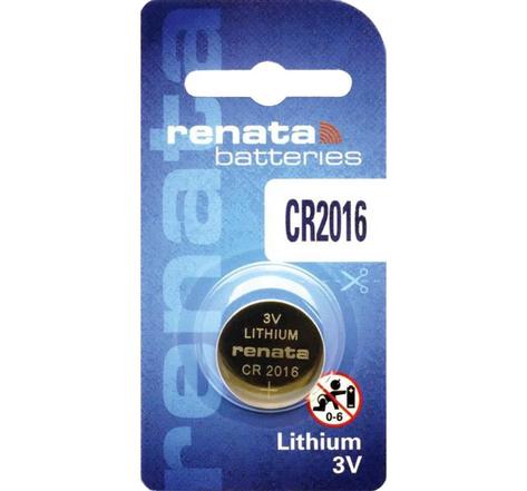 Blister de 1 Pile bouton lithium CR2016 3V 90mAh RENATA