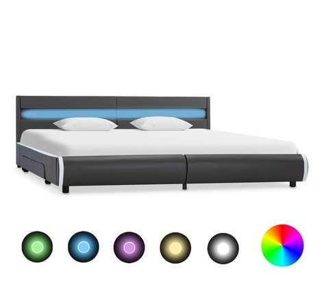 vidaXL Cadre de lit avec LED Anthracite Similicuir 180x200 cm