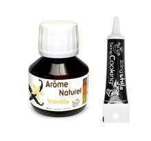 Arôme alimentaire naturel vanille 50 ml + stylo de glaçage noir
