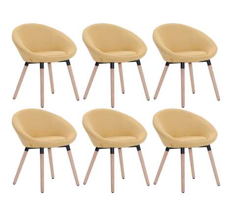 Vidaxl 6 pièces chaises de salle à manger jaune tissu