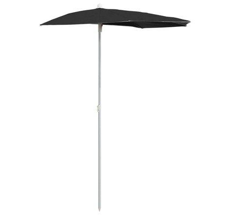 vidaXL Demi-parasol de jardin avec mât 180x90 cm Noir