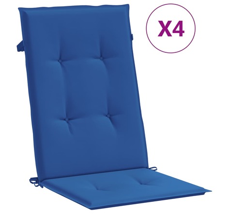 vidaXL Coussins de chaise de jardin à dossier haut lot de 4 bleu royal