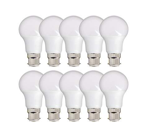 Lot de 10 ampoules led a60  culot b22  10w cons. (60w eq.)  lumière blanc chaud