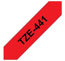 Ruban titreuse BROTHER - TZe - écriture Noir / fond Rouge - 18 mm x 8 m - ModèleTZe-441