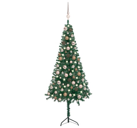 vidaXL Arbre de Noël artificiel d'angle LED et boules vert 120 cm PVC