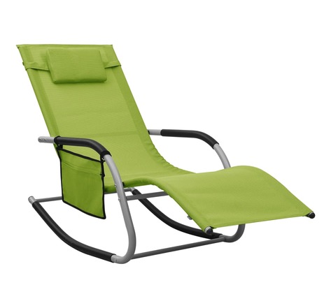 vidaXL Chaise longue textilène vert et gris