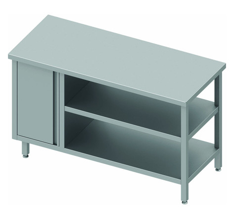 Table inox avec porte & 2 etagères - profondeur 600 - stalgast - 800x600