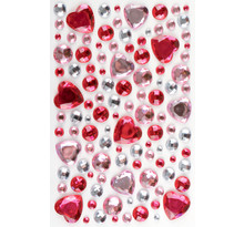 Stickers strass coeur rose 0 5 à 2 cm 106 pièces