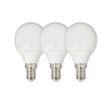Pack de 3 ampoules led (p45), culot e14, conso. 5,3w (eq. 40w), 470 lumens, blanc chaud