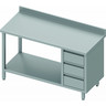 Table inox avec 3 tiroirs & etagère à gauche - gamme 700 - stalgast -  - 1600x700 x700xmm
