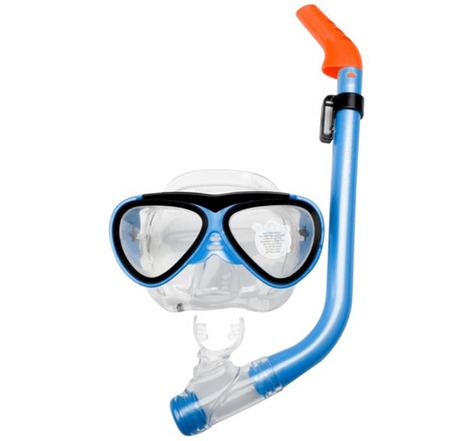 Masque de plongée junior waimea avec tube respiratoire bleu/noir