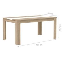 ELÄMÄ Table a manger de 6 a 8 personnes style contemporain en bois aggloméré décor chene et blanc mat - L 160 x l 90 cm