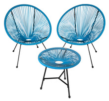 Tectake ensemble table et chaises de jardin santana - bleu